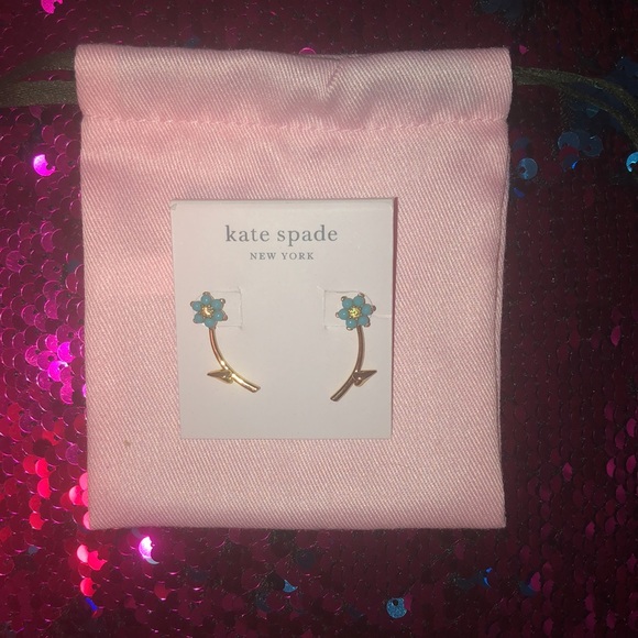 Kate Spade Myosotis Flower Gold Ear Jacket Earrings | NEW - Picture 5 of 7